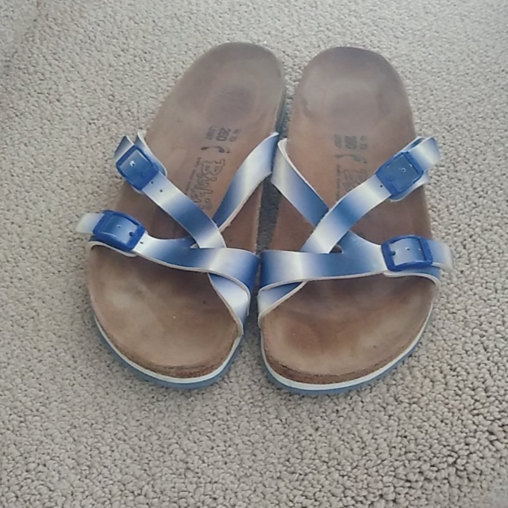 Blue/White Birkenstock Sandals.